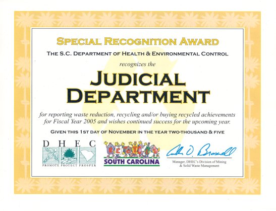 Scanned image of certificate awarded to SCJD