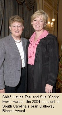 Photo of Chief Justice Toal with Sue Erwin Harper