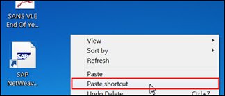 Pasting Shortcut to Desktop