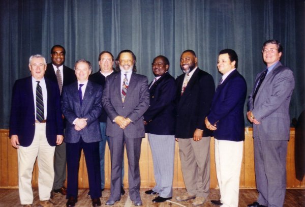 Sitting judges in 1998 (left to right):Judges W. T. Smith, Golie Augustus, Michael Davis, W. H. Womble, Samuel Peay, Judge Hardy, Harold Cuff, D. J. Simons, and Mel Maurer.